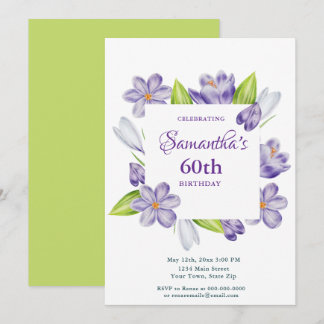 Elegante Frühlingsblumen-Einladung zum 60. Geburts Einladung