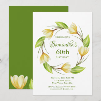 Elegante Frühlingsblumen-Einladung zum 60. Geburts Einladung
