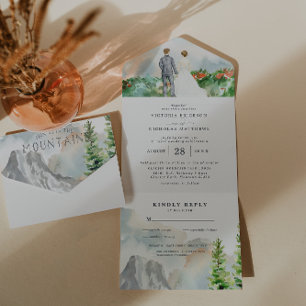 Elegante Frühlingsblumen Hochzeit All In One Einladung