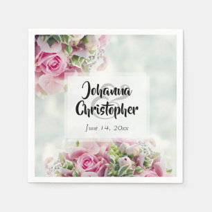 Elegante Frühlingsblütenpink Rosen & Peonies Hochz Serviette