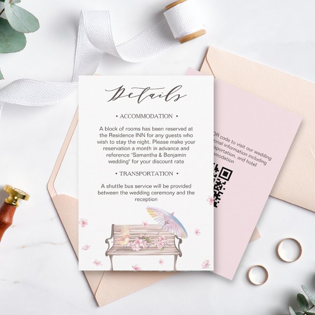 Elegante Frühlingsdetails zur Hochzeit der Blume Begleitkarte (Von Creator hochgeladen)