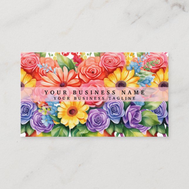 Elegante Frühlingsfarbene Blume Business Cards Visitenkarte (Vorderseite)