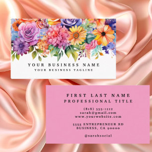 Elegante Frühlingsfarbene Blume Business Cards Visitenkarte