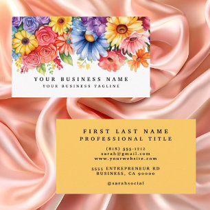 Elegante Frühlingsfarbene Blume Business Cards Visitenkarte