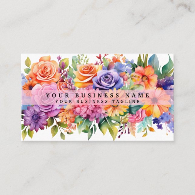 Elegante Frühlingsfarbene Blume Business Cards Visitenkarte (Vorderseite)