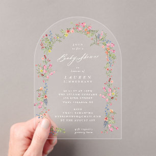 Elegante Frühlingsfeier Zierliche Florale Baby Sho Acryleinladungen