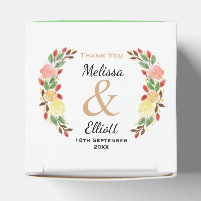 Elegante Frühlingsflorale Wasserfarben - Kranz Geschenkschachtel (Oben)