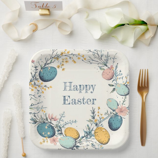 Elegante Frühlingssonne Ostereier Jagd Pappteller (Hochzeit)