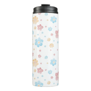 Elegante Frühlingswasserfarbe Blume Thermosbecher