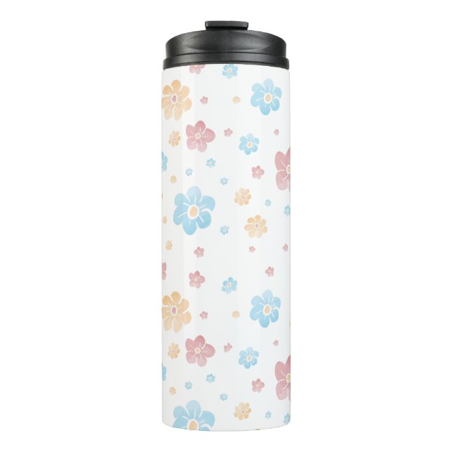 Elegante Frühlingswasserfarbe Blume Thermosbecher (Vorderseite)