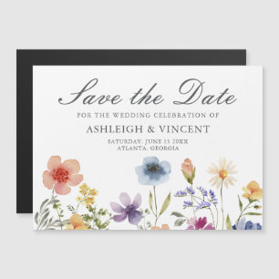 Elegante Frühlingswildblumen Save the Date Magneteinladung