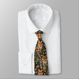 Elegante Füchse William Morris Inspiriertes Muster Krawatte