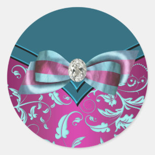 Elegante Fuchsia Hot Pink Aquamarin Blue Stickers