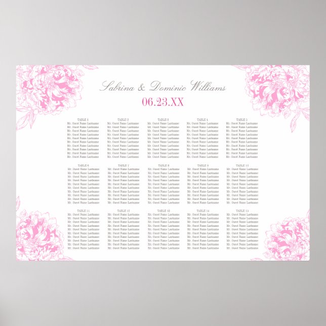 Elegante Fuchsia Pink Blütenpferde Rücksendeadress Poster (Vorne)