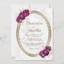 Elegante Fuchsia Pink Floral Gold Gerahmte Hochzei