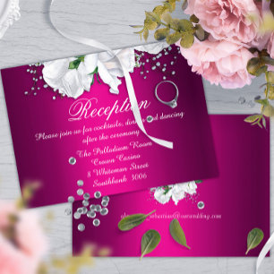 Elegante Fuchsia Pink Hochzeitsempfehlung Begleitkarte
