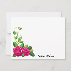 Elegante Fuchsia Pink Rose Blume Mitteilungskarte