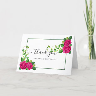 Elegante Fuchsia Pink Rose Bouquet Blume Hochzeit Dankeskarte