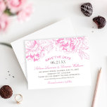 Elegante Fuchsia Pink und Gray Bloral Peony Weddin Save The Date<br><div class="desc">Elegante und romantische Peony-Hochzeit speichern Sie das Dattelkartendesign. Helle Fuchsienfarbe und zinngraues Farbschema.</div>