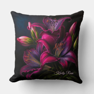 Elegante Fuchsia Red Burgundy Lily Blume Kissen