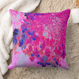 Elegante Fuchsia und dunkelblaue Limelight-Hortens Kissen