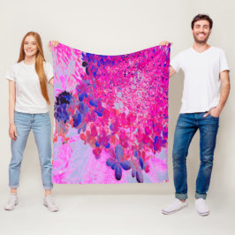 Elegante Fuchsia und dunkelblaue Limelight Hydrang Fleecedecke