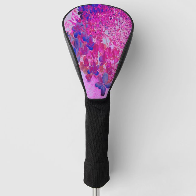 Elegante Fuchsia und dunkelblaue Limelight Hydrang Golf Headcover (Vorderseite)