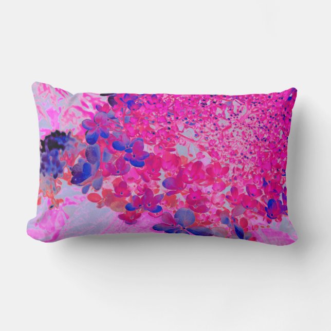 Elegante Fuchsia und dunkelblaue Limelight Hydrang Lendenkissen (Vorderseite)