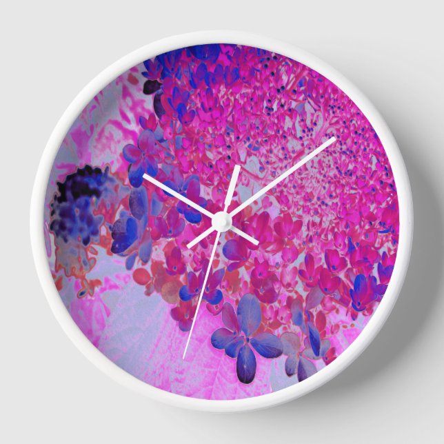 Elegante Fuchsia und dunkelblaue Limelight Hydrang Uhr (Vorderseite)