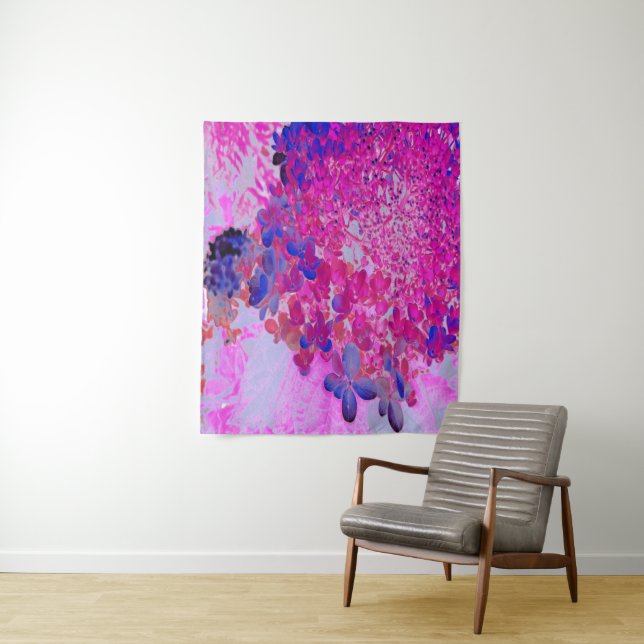Elegante Fuchsia und dunkelblaue Limelight Hydrang Wandteppich (Beispiel)