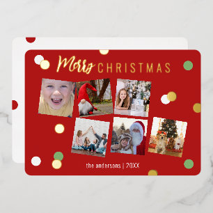 Elegante Fun Merry Christmas Custom Foto Folien Feiertagskarte