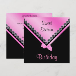 Elegante Funkelnd Diamanten und rosa Bow Sweet 16 Einladung