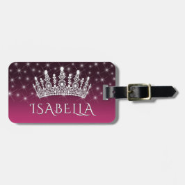 Elegante Funkelnd Krone & Sterne Hot Pink & Black Gepäckanhänger