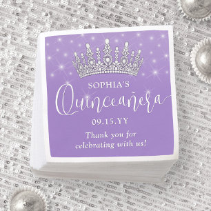 Elegante funkelnde Quinceañera-Krone Lila Violett Serviette