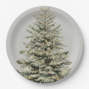 Elegante funkelnde Weihnachtsbaum-Papierteller Pappteller