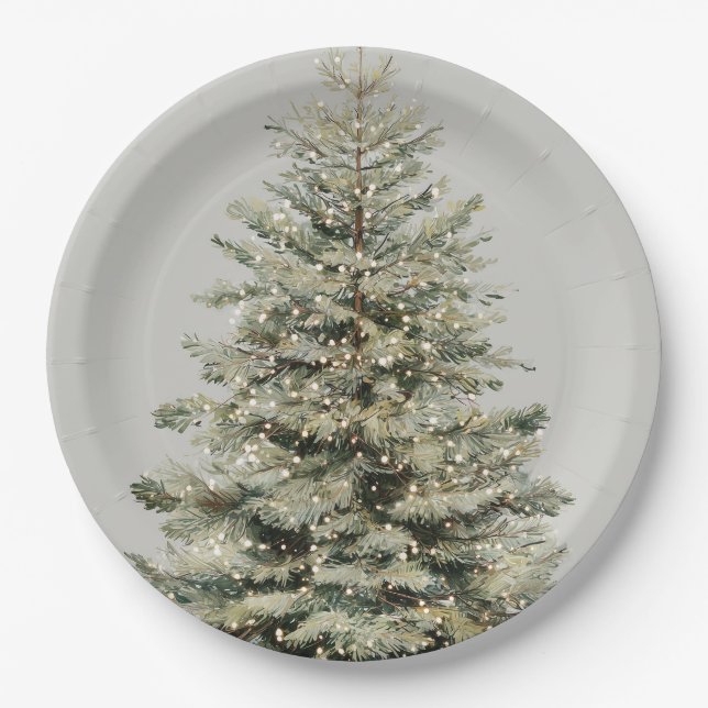 Elegante funkelnde Weihnachtsbaum-Papierteller Pappteller (Vorderseite)