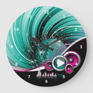 Elegante Funky Girly Disco Ball Vector Große Wanduhr