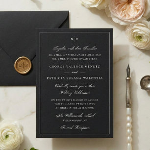 Elegante Galawedding mit Monogramm Einladung