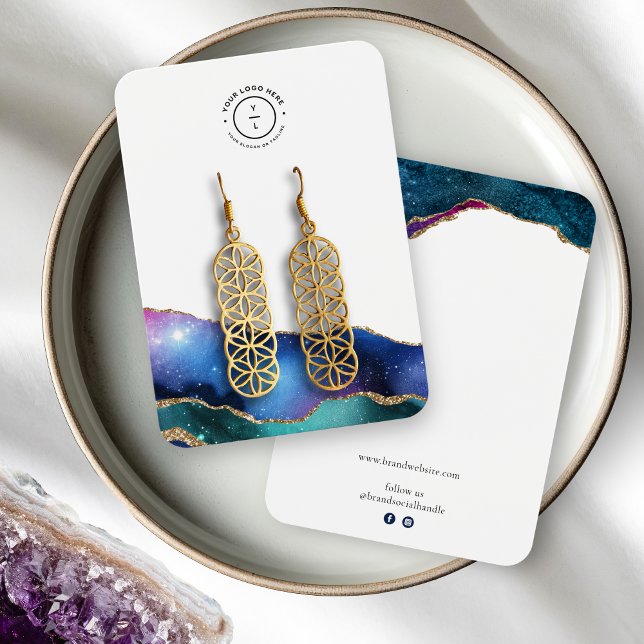 Elegante Galaxy Stars Gold Edge Logo Schmuckkarte (Von Creator hochgeladen)