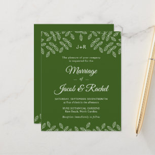 Elegante Garden Blätter Grüne Hochzeit Einladung