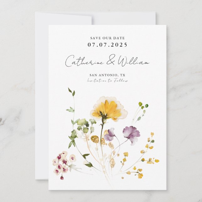 Elegante Garden-Blume Save The Date (Vorderseite)