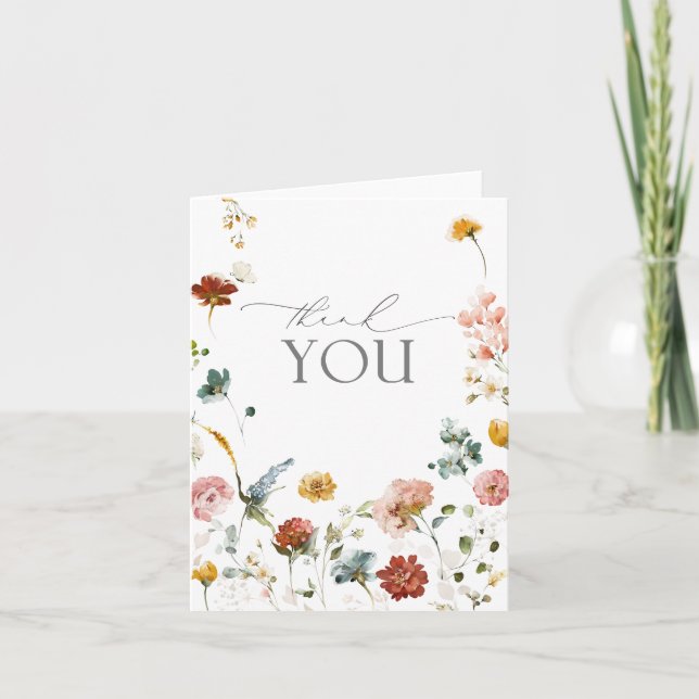 Elegante Garden Blume Wasserfarbe Danke (Vorderseite)