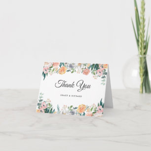 Elegante Garden Rose Peony Floral Dankeschön Karte