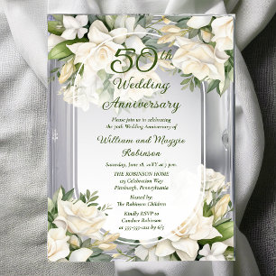 Elegante Gardenien-Blumen zum 50. Hochzeitstag Acryleinladungen