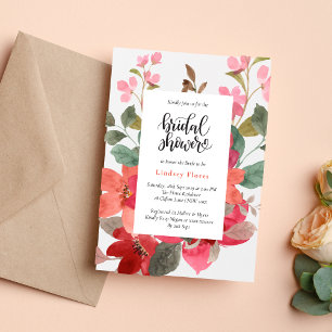 Elegante Gartenblumen Aquarell Brautdusche Einladung