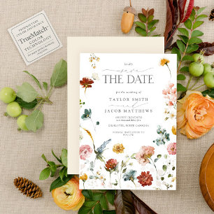 Elegante Gartenblumen-Typografie Save-the-Date-Kar Save The Date