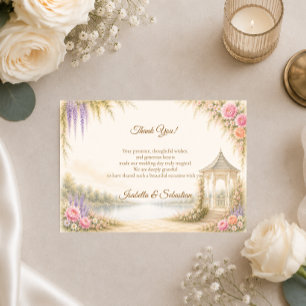 Elegante Gartenhochzeit Dankeskarte