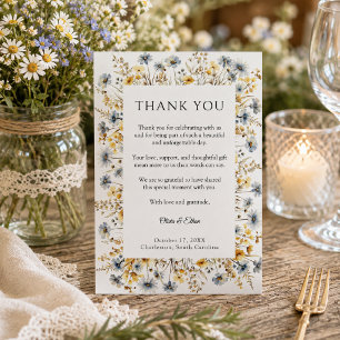 Elegante Gartenwildblumen Hochzeit Danke