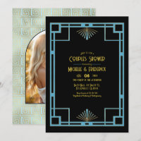 Elegante Gatsby Art Deco Blau & Gold Paardusch Dus