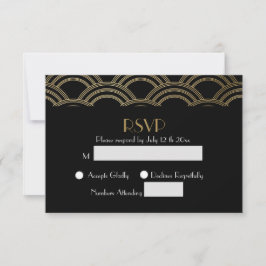 Elegante Gatsby Art Deco Gold Wedding RSVP